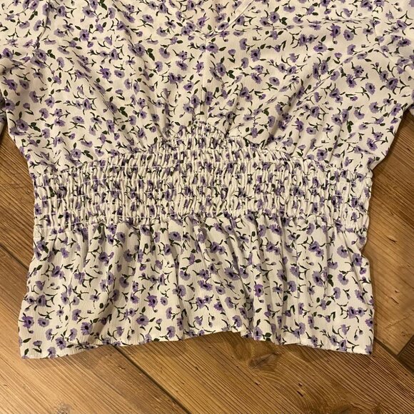 CUIDAD CON EL PERRO Top Women's Pullover Bell Sleeve Floral V-Neck Multicolor M - Picture 3 of 6